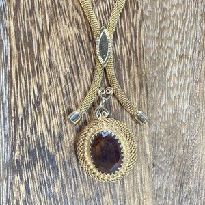 Vintage 1970’s SARAH COVENTRY "Wild Honey" Amber Rhinestone Rope Chain Necklace